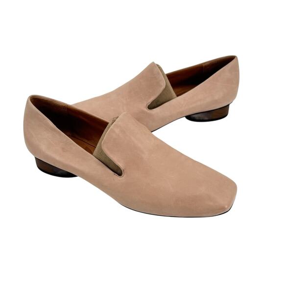 Franco Sarto Faith 2 Neutral Blush Beige Leather Square Toe Slip On Loafers - Picture 1 of 13